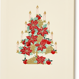Poinsettia Candelabra Gold Engraved Greeting Card
