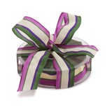 Wired Green Purple White Striped Ribbon, 20m roll