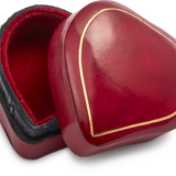 Heart Shaped Moulded Leather Box, Small Red