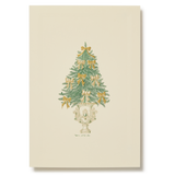 Ribboned Fir Tree in Vase Gold Engraved Greeting Card