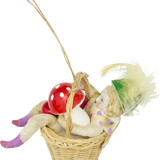 Doll with Mushrooms in Basket Spun Cotton Ornament