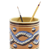 Persimmon Mochaware Ceramic Pen Pot, 'Earth Worm'