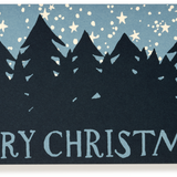 Illustrated Christmas Greeting Card, Starry Night with Pine Trees