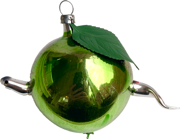 Apple with Worm Glass Ornament