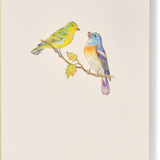 Pair of Blue and Green Birds Embossed Greeting Card