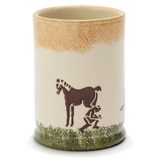 Spongeware Small Ceramic Pen Pot, Cowboy