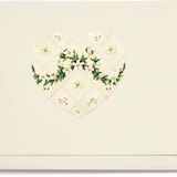 Engraved Christmas Quilted White Heart with Holly Greeting Card