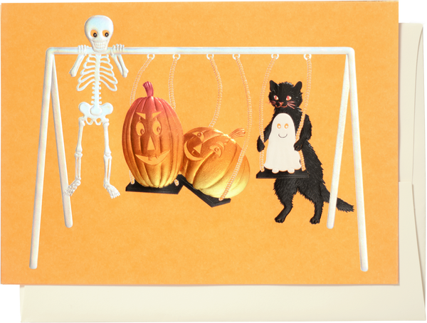 Engraved Spooky Swing Holographic Greeting Card