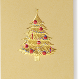 Engraved Gold on Gold Christmas Tree Greeting Card