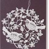 Starched Lace Hanging Ornament, Two Birds