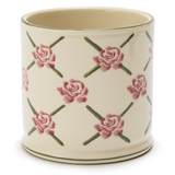 Spongeware Large Ceramic Pen Pot, Rose Trellis