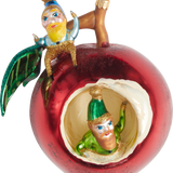 Shiny Apple with Gnomes Glass Ornament