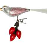 Bird with Rosebuds on a Clip Glass Ornament
