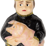 Chimney Sweep with Pig Glass Ornament