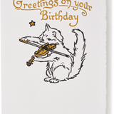 Letterpress Cat & Fiddle Birthday Greeting Card
