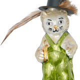 Cat with Feathered Top Hat Glass Ornament