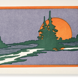 Letterpress Orange Moon Nature Greeting Card