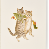 Engraved Christmas Cat Couple Greeting Card