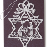 Starched Lace Hanging Ornament, Star with Nativity