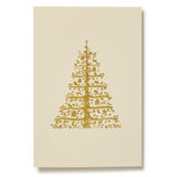 Tree with Birds and Bells Gold Engraved Greeting Card