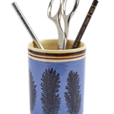 Blue Mochaware Ceramic Pen Pot, 'Seaweed'