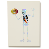 Engraved Skeleton and Pumpkin Greeting Card
