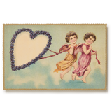 Embossed Nostalgic Postcards, Cherubs with Heart