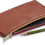 Tan Leather Medium Pencil Case