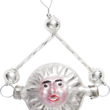 Silver Sun Face Glass Ornament