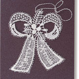 Starched Lace Hanging Ornament, Merry Christmas Ribbon