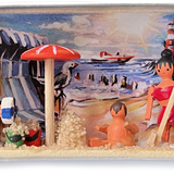 Wooden Miniature Matchbox Diorama, Beach Holiday