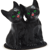 Two Sitting Black Cats Decoration