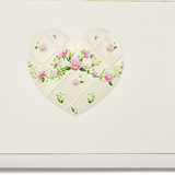 Engraved Quilted White Heart with Roses Greeting Card