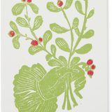 Woodblock Mistletoe Bouquet Greeting Card
