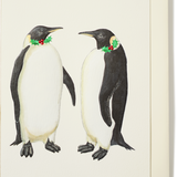 Engraved Christmas Penguins with Holly Greeting Card