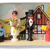 Wooden Miniature Matchbox Diorama, Bride and Groom
