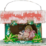 Nativity Barn with Christ Child Paper Ornament