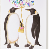Engraved Birthday Penguins Greeting Card