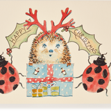 Illustrated Christmas Greeting Card, Ladybirds and Presents