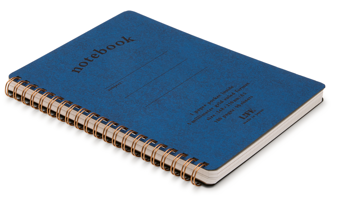 Life Spiral Bound A5 Grid Notebook with Pocket, Blue – Choosing Keeping