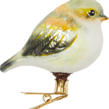 Green Tit on a Clip Glass Ornament
