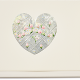 Engraved Quilted Silver Heart with Roses Greeting Card