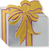 Die Cut Engraved Silver Present Christmas Greeting Card