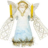 Angel with Candles Spun Cotton Tree Topper Ornament