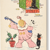 Vintage Christmas Greeting Card, Pierrot Singing