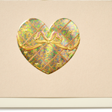 Engraved Quilted Gold on Coral Heart with Ribbon Greeting Card