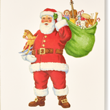 Engraved Santa with Stack of Toys Greeting Card