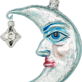 Blue Moon with Star Glass Ornament