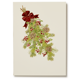 Engraved Christmas Pine Cone Bough Greeting Card