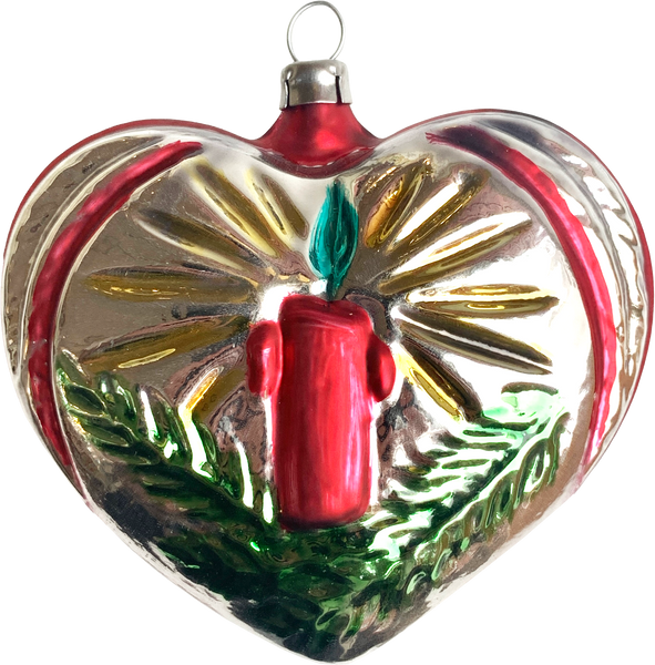 Heart with Candle Glass Ornament